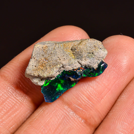 Black Opal Weight: 9.00  Carats | Natural Black Ethiopian Opal Rough - Ready for Cutting & Jewelry