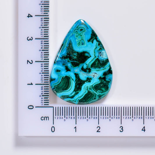 Natural Malachite Chrysocolla Pear Shape Cabochon Loose Gemstone 41 Ct. 35X22X5 mm TJC-43