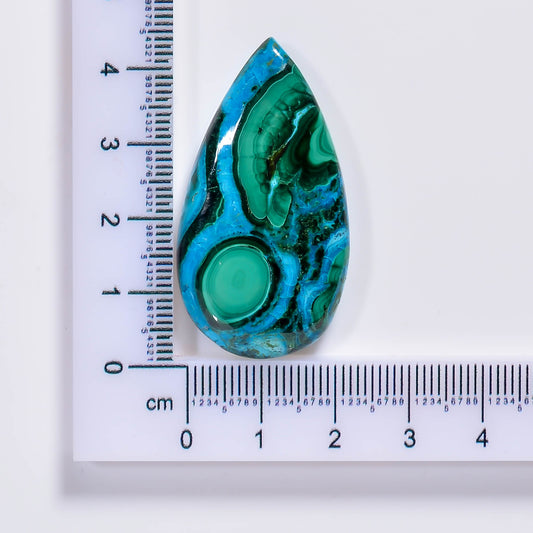 Natural Malachite Chrysocolla Pear Shape Cabochon Loose Gemstone 62 Ct. 43X22X6 mm TJC-47