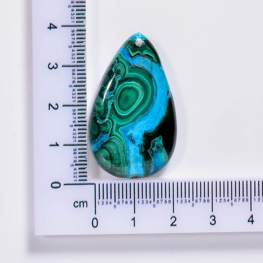 Natural Malachite Chrysocolla Pear Shape Cabochon Loose Gemstone 37 Ct. 36X16X5 mm TJC-53