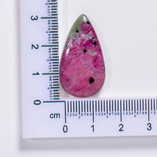 Natural Ruby in Zoisite Pear Shape Cabochon Loose Gemstone 25 Ct. 27X18X5 mm TJC-97