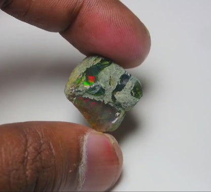 Black Opal 24.15 Carats | Natural Black Ethiopian Opal Rough - Ready for Cutting & Jewelry