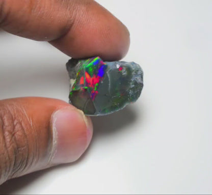 Black Opal 28.15 Carats | Natural Black Ethiopian Opal Rough - Ready for Cutting & Jewelry