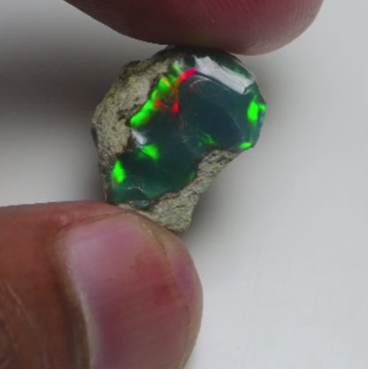Black Opal 9.00 Carats | Natural Black Ethiopian Opal Rough - Ready for Cutting & Jewelry!