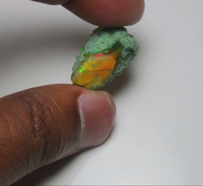 Black Opal 13.85 Carats | Natural Black Ethiopian Opal Rough - Ready for Cutting & Jewelry