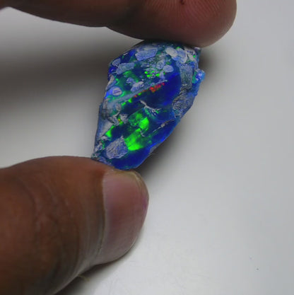 Rare Blue Opal 19.30 Carats | Natural Blue Ethiopian Opal Rough - Ready for Cutting & Jewelry!