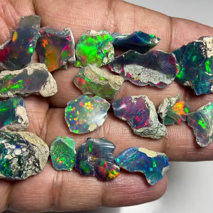 Mega Deal: Natural Black Ethiopian Opal Rough Lot 100 Carats | Suitable For Cabochons, Jewelry & Lapidary