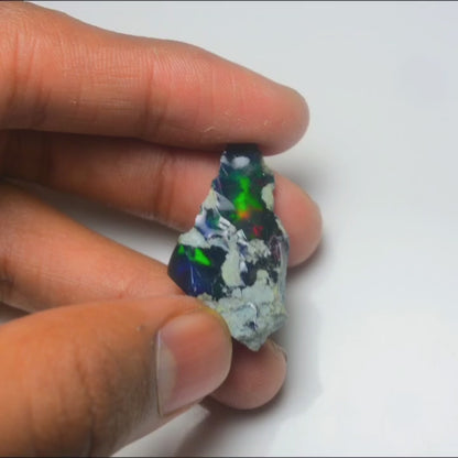 Black Opal Rough 14.70 Carats | Natural Ethiopian Opal Rough - Ready for Cutting & Jewelry | AAA Grade Opal Raw
