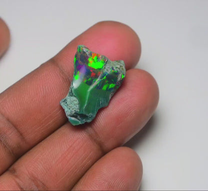 Black Opal 14.15 Carats | Natural Black Ethiopian Opal Rough - Ready for Cutting & Jewelry