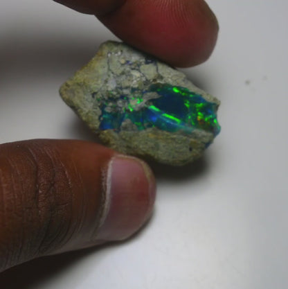 Black Opal 38.55 Carats | Natural Black Ethiopian Opal Rough - Ready for Cutting & Jewelry!