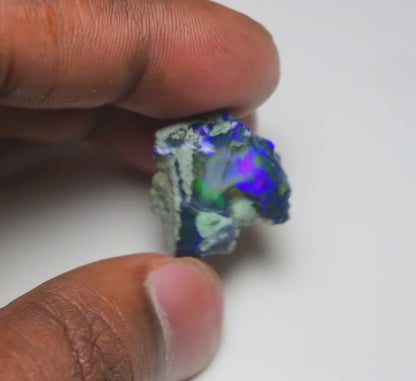 Black Opal  18.30 Carats | Natural Black Ethiopian Opal Rough - Ready for Cutting & Jewelry