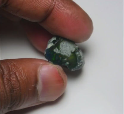Black Opal 17.40 Carats | Natural Black Ethiopian Opal Rough - Ready for Cutting & Jewelry
