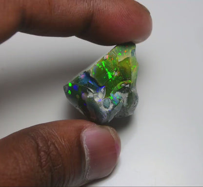 Black Opal 37.86 Carats | Natural Black Ethiopian Opal Rough - Ready for Cutting & Jewelry