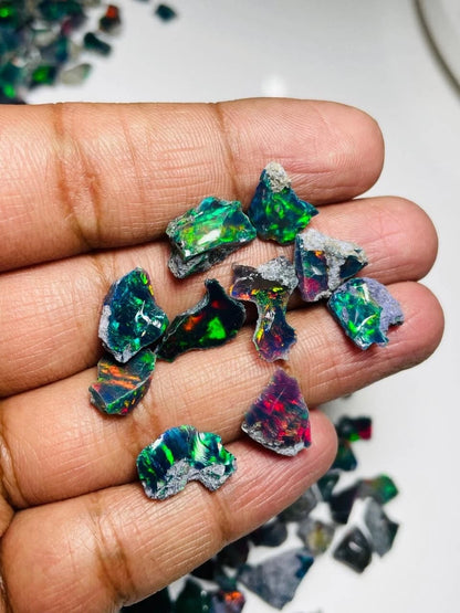 Black Opal Rough Lot 10 Pcs Natural Ethiopian Welo Opal Raw Crystal For Jewelry