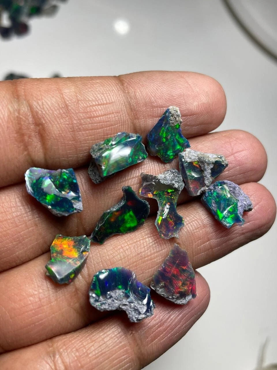 Black Opal Rough Lot 10 Pcs Natural Ethiopian Welo Opal Raw Crystal For Jewelry