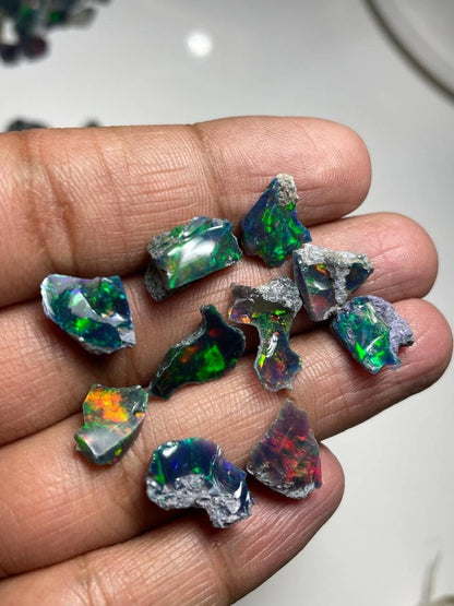 Black Opal Rough Lot 10 Pcs Natural Ethiopian Welo Opal Raw Crystal For Jewelry