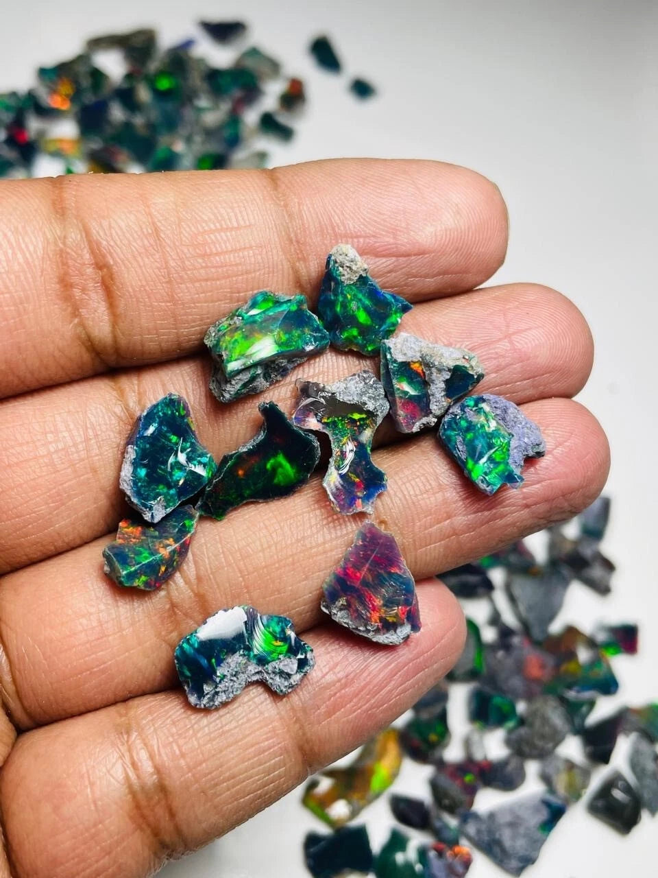 Black Opal Rough Lot 10 Pcs Natural Ethiopian Welo Opal Raw Crystal For Jewelry