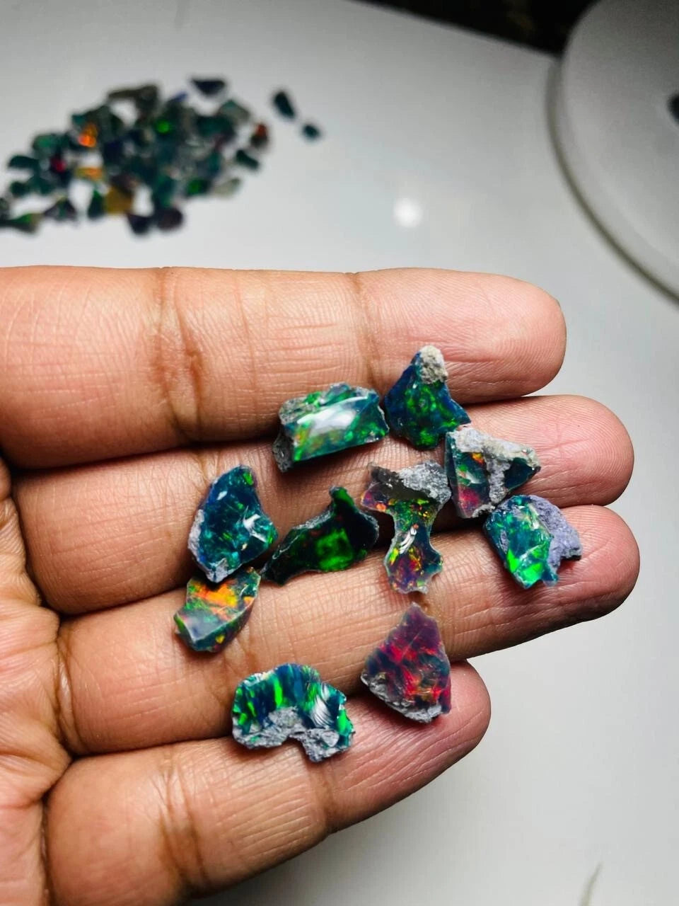 Black Opal Rough Lot 10 Pcs Natural Ethiopian Welo Opal Raw Crystal For Jewelry
