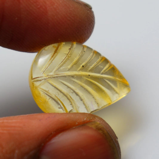 Handmade Citrine Carving 16X12 MM AAA Grade 7.55 Cts Natural Yellow Citrine Gem
