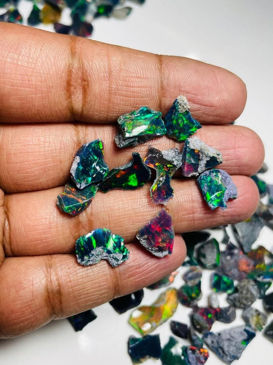 Black Opal Rough Lot 10 Pcs Natural Ethiopian Welo Opal Raw Crystal For Jewelry
