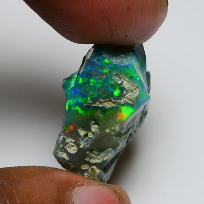 Black Opal Rough 16.15 Carat Natural Ethiopian Welo Opal Raw Fire Opal Gemstone